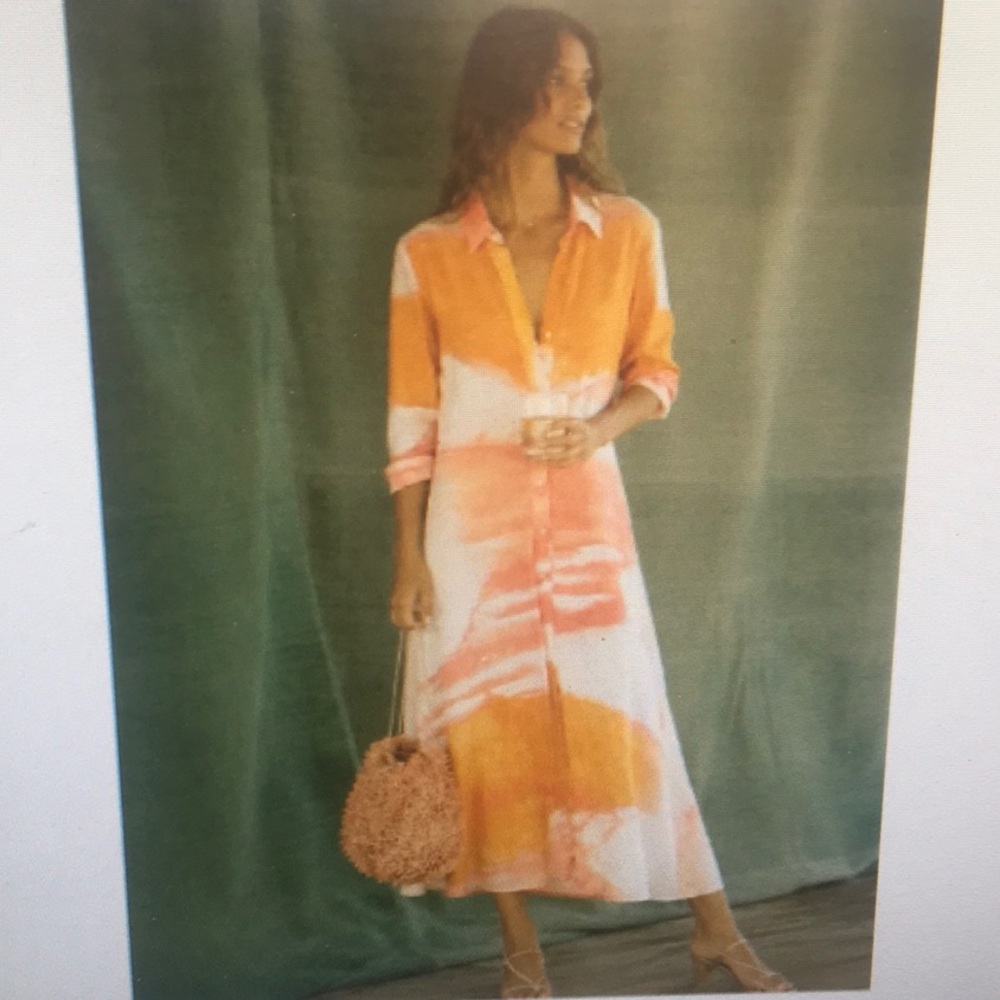 ANTHROPOLOGIE- DOLAN/“CORA”ORANGE OMBRÉ TYE DYE MAXI DRESS